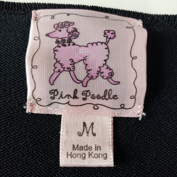 Pink Poodle Women's Long Sleeve Black Blouse with Pretty Bow Detail, Size Medium - Picture 2 of 6